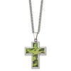 Black Bow Jewelry Men's Stainless Steel Printed Green Camo Cross Necklace, 22 inch - image 2 of 4