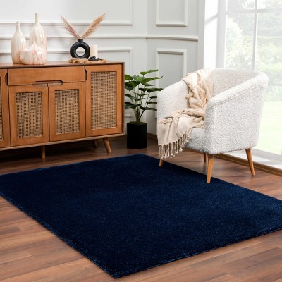 Hauteloom Heavenly Solid Navy Blue Shag Rug