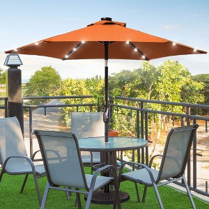 Sonkuki 7.5 ft Outdoor LED Solar Lighted Patio Market Umbrella w/ Push Button Tilt - 1 of 4