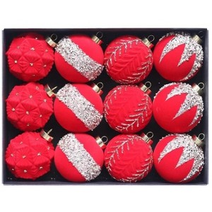 12PCS 8cm PVC Decorative Balls – Flocked, Painted & Shaped Styles, Party Accessories - 1 of 4