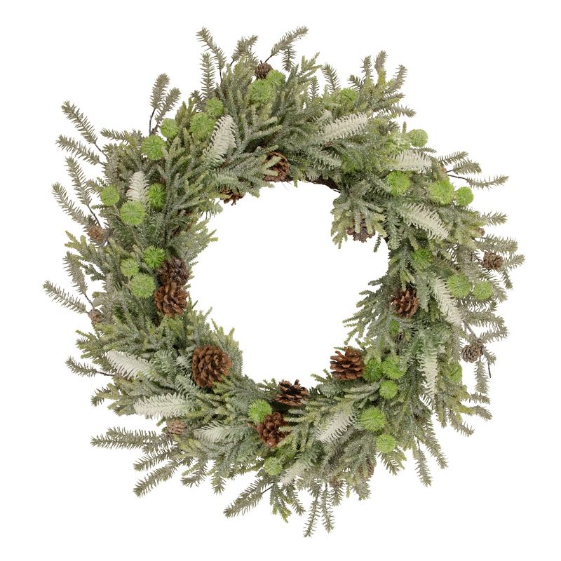 Northlight Frosted Pine and Pinecone Christmas Wreath, 30-Inch, Unlit, 1 of 6