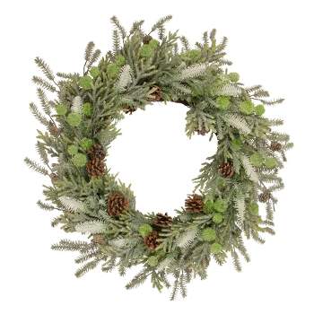 Northlight Frosted Pine and Pinecone Christmas Wreath, 30-Inch, Unlit