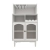 YOOCOZZ Wine Cabinet for Living Room with Removable Wine Rack Wine Glass Rack Glass Door - White - 2 of 4