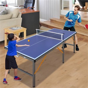 YONWAY 5ft Mid-Size Table Tennis Table Foldable & Portable Ping Pong Table Set for Indoor Games with Net, 2 Table Tennis Paddles and 3 Balls - 1 of 4