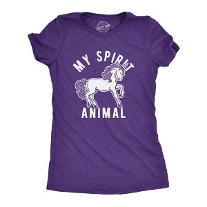 Womens My Spirit Animal: Unicorn T Shirt Funny Mythical Horse Sarcastic Graphic Novelty Tee - Crazy Dog Women's T Shirt - 1 of 4