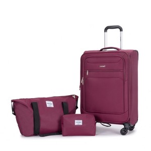 SEVOBAL Luggage 3 Piece Set with Spinner Wheels and Alloy Zipper for Comfortable Travel Experience, Red, 21.29"*13.66"*8.19" - 1 of 4