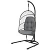 Costway Hanging Wicker Egg Chair w/ Stand Cushion Foldable Outdoor Indoor - 3 of 4