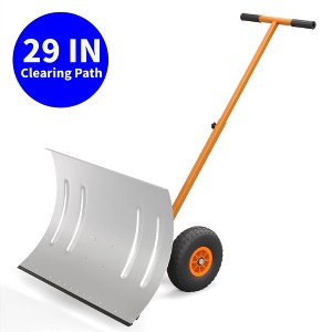 GustoWave Snow Shovel for Driveway, 29" Heavy Duty Snow Removal Tool with Wheels - 1 of 4