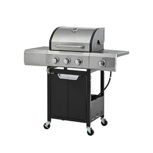 NAYSAYE Grill Racks 3 Burner Stainless Steel Gas Grill with Side Burner and Cover for Outdoor BBQ, Silver, 43.5"*17.32"*44.88" - 1 of 4