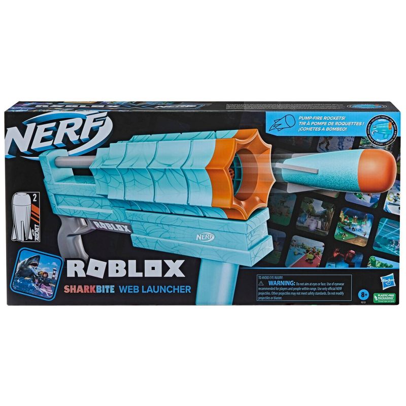 NERF Roblox Sharkbite: Web Launcher Rocker Nerf Blaster with 2 Roblox Nerf Rockets, 3 of 9