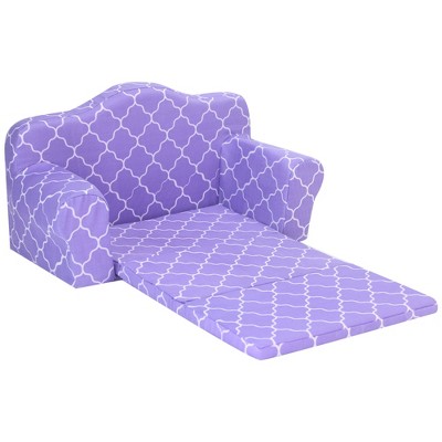 Sophia's Plush Purple and White Quatrefoil Print Pull-Out Sofa Bed for 18" Dolls