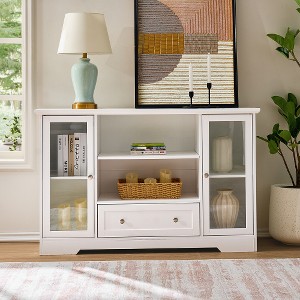 Modern 2-Piece Storage Set: 48" TV Stand + 51" Sideboard Buffet Cabinet in White/Grey ¨C Ideal for Living Room, Kitchen, or Entryway - 1 of 4