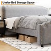 Velvet Upholstered Bed Frame with Rivet Tufted Headboard, Wood Slats Support Platform Bed for Bedroom Apartment - Noise Free - 4 of 4