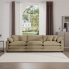3-Seater Corduroy Mid-Century Modern Sofa with 2 Arm Pillows and 3 Throw Pillows for Living Room - 2 of 4