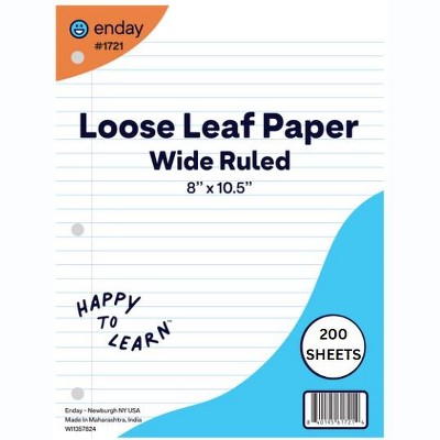 Loose Leaf Paper, Wide Ruled, 200 Sheets – 8" x 10.5" White Filler Paper, 3-Hole Punched for 3-Ring Binders, Bulk Notebook Paper for School & Office