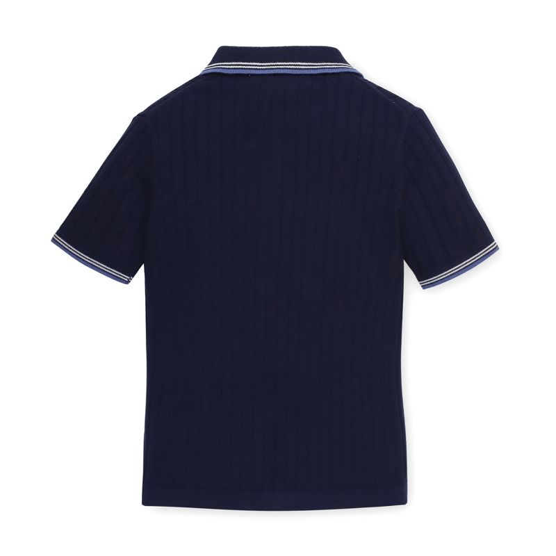 Hope & Henry Boys' Organic Short Sleeve Sweater Polo, Infant, 3 of 7