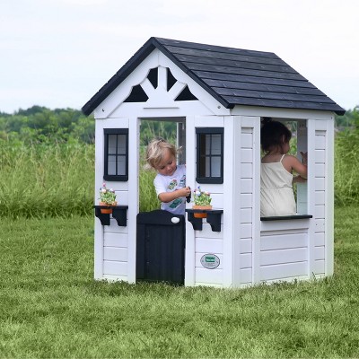 Sweetwater White Cedar Outdoor Playhouse with Black Trim