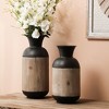 LuxenHome Set of 2 Brown Metal and Wood Bottle Vases, Tabletop Decoration - 3 of 4