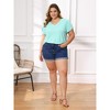 Women's Plus Size Summer V Neck Tulip Sleeve Loose Solid Basic Casual T Shirts - GRACE & GRANDEUR - 2 of 4