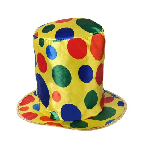 Dress Up America Yellow Polka Dot Clown Top Hat For Teens And