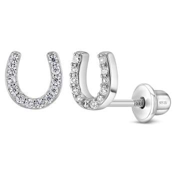 Girls' CZ Kitty Friend Hoop Sterling Silver Earrings - in Season Jewelry