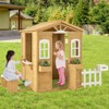 Infans Wood Playhouse for Kids Outdoor Adventures Cottage w/ Bench Play Game Center - 3 of 4