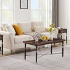 VECELO 3-Piece Coffee Table Set with Storage Drawers, End/Side Table Set for Living Room or Office, Industrial Metal Frame, Brown - 2 of 4