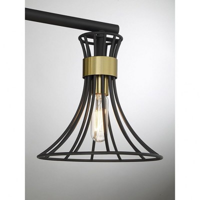 Matte Black and Warm Brass 3-Light Metal Vanity Fixture