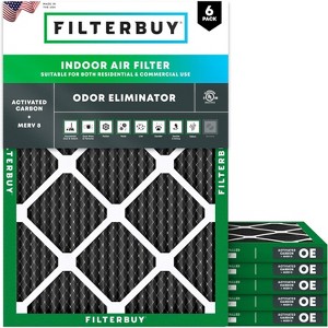Filterbuy 12x18x1 Air Filter (6-Pack), Pleated MERV 8 Odor Eliminator Replacement HVAC AC Furnace Filters (Actual Size: 11.50 x 17.50 x 0.75) - 1 of 4