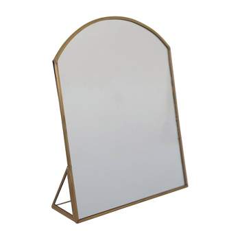 Storied Home Arched Metal Framed Standing Mirror Brass