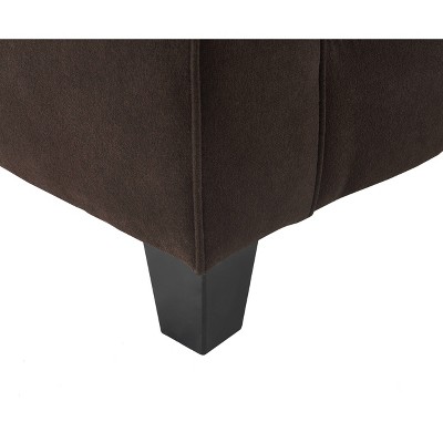 Dark Brown Microsuede Track Arm Sofa with Pillow Back