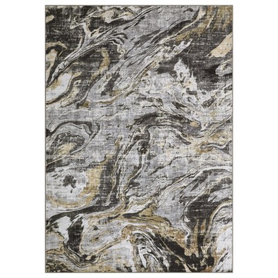 Washable Modern Printed Rug Non Slip Low Pile Rug Soft Contemporary Throw Floor Cover Foldable Indoor Carpet for Living Room Bedroom Playroom