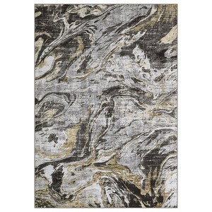 Washable Modern Printed Rug Non Slip Low Pile Rug Soft Contemporary Throw Floor Cover Foldable Indoor Carpet for Living Room Bedroom Playroom - 1 of 4