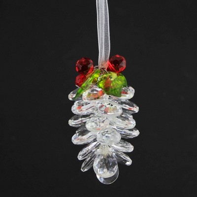 3.0 Inch Holiday Pinecone Red Berries Green Leaves Tree Ornaments