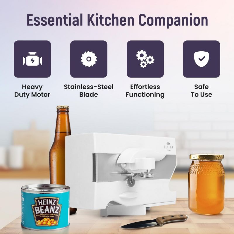 Elitra 4 in 1 Under the Cabinet Mounted Electric Can Opener, Blade Sharpener, Bottle Opener, Jar Opener, Mounting Bracket, For Large and Small Cans, 3 of 8