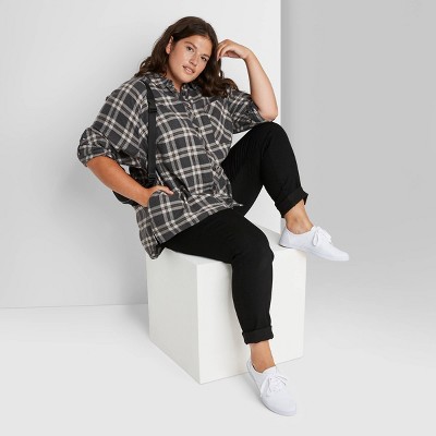 plus size oversized white button down shirt