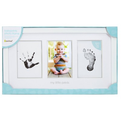 White Wooden Baby Handprint and Footprint Photo Frame