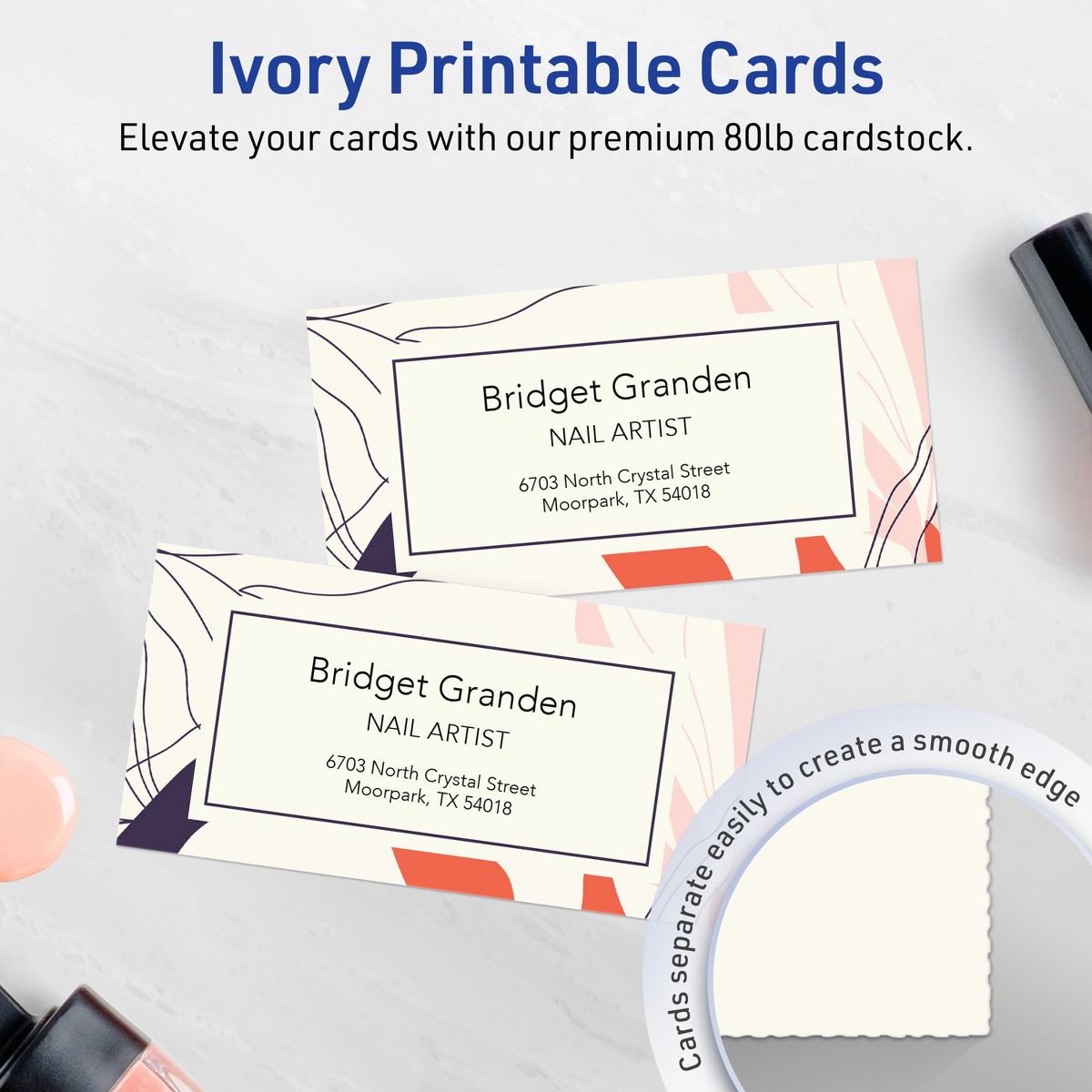 1-3/4" x 3-1/2" Rectangle, Matte Ivory Business Cards - thumbnail 2
