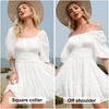 EXLURA Women's Lantern Sleeve Tie Back Summer Dress Ruffled Off Shoulder A-Line Vintage Mini Dress - 2 of 4