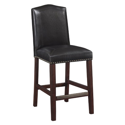 Carteret Brown Leather Counter Stool In Espresso - Comfort Pointe : Target