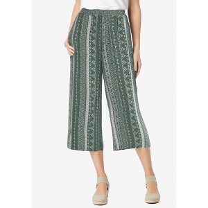 Woman Within Plus Size Pull-On Elastic Waist Soft Capri - 1 of 4