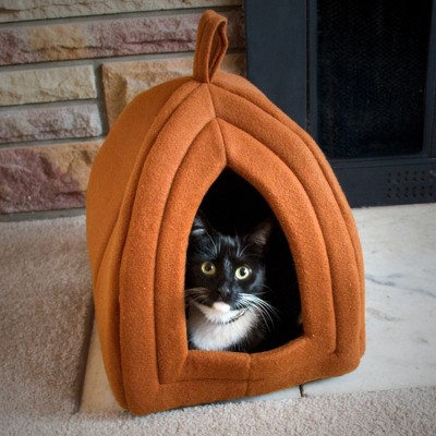 Trademark Global Petmaker Cozy Kitty Tent Igloo Plush Cat Bed - Brown