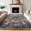 Indoor Washable Low Pile Non Slip Soft Carpet Vintage Area Rugs Retro Printed Distressed Rug for Living Room Bedroom Bedside - 2 of 4