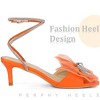 Perphy Women's Mesh Bow Lace Up Rhinestones Strap Kitten Heel Sandals - 4 of 4
