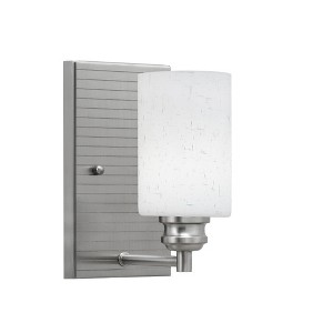 Toltec Lighting Edge 1 - Light Sconce in  Brushed Nickel with 4" White Muslin Shade - 1 of 1