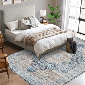 Oriental Machine Washable Rug Vintage Area Rug Non-Slip Floor Carpet Easy-Cleaning Rug for Bedroom Indoor Office Home Decor - 1 of 4