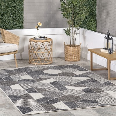 Imogene Gray Geometric Synthetic Indoor/Outdoor Area Rug