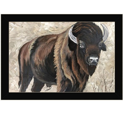 HomeRoots The Boss Bison Only Black Framed Print Wall Art