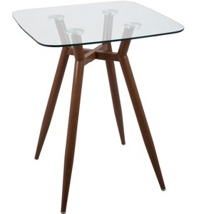 Sapphtopaz Dining Table Modern Square Counter Table with Metal Legs and Clear Glass Top for Dining Room, Small Spaces - 1 of 4