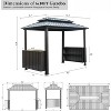 DOMETOUR 6x10FT Hardtop Grill Gazebo with Double Steel Roof, 2 Cabinets & Ceiling Hooks for Patio, Backyard, Lawn, Brown - 3 of 4